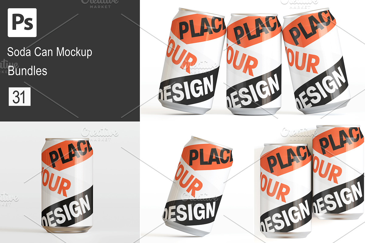Soda Can Mockup Bundles, a Packaging Mockup by Ambo Ampeng (Photo 1 of 33)