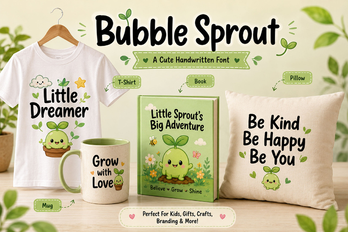 Bubble Sprout, a Script Font by Wow Magic (Photo 4 of 4)