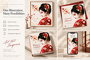 Elegant Geisha Illustrations, a Person Illustration by MarisoArt (Thumbnail 4 of 6)