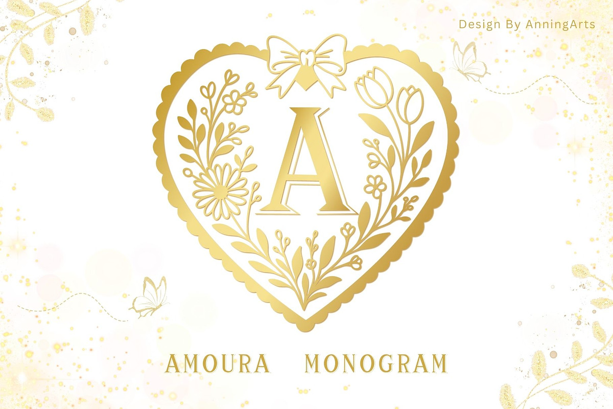 Amoura - Floral Monogram Font, a Symbol Font by AnningArts (Photo 1 of 7)
