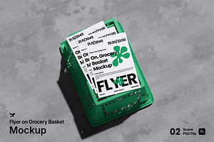Flyer on Grocery Basket Mockup, an Advertising Mockup by Rielismee