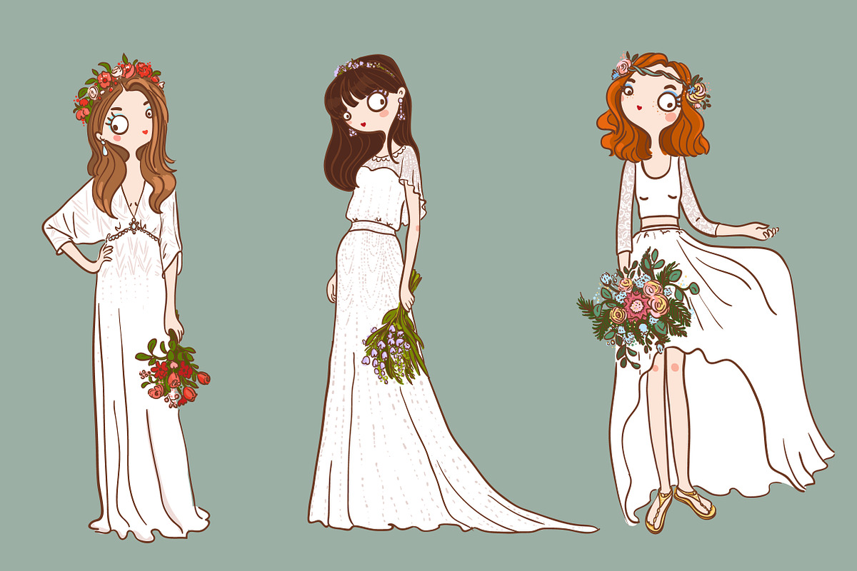 Set of 12 cute brides, an Illustration by Salvadorova (Photo 2 of 6)