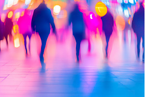 Blurry silhouettes walking through, an Abstract Photo by Lermont51
