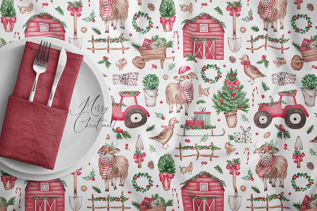 Christmas Farm seamless pattern, a Pattern Graphic by SirenaArt (Photo 13 of 13)