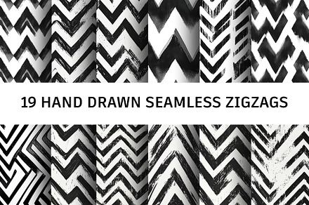 19 hand drawn seamless zigzags