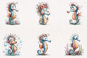 Whimsical Seahorse Clipart, a Seasonal Illustration by CreationArt (Thumbnail 4 of 5)