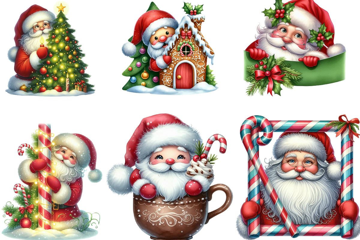 Christmas Peeking Santa Clipart, an Illustration by DreamArtGraphic (Photo 3 of 6)