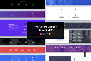 16 Counters Widgets For Web UI Kit