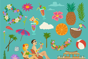 Tropical Beach Freehand Drawings