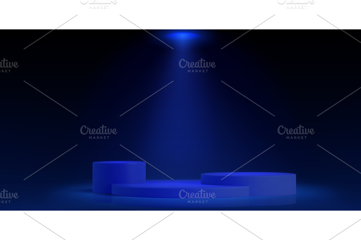 Three round podiums under spotlight, an Illustration by art PVP - market