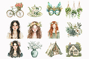 Watercolor Sage Green Boho Life Clip, an Illustration by Design Market (Thumbnail 2 of 4)