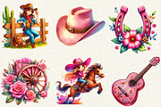 Pink Western Cow Girl Clipart, an Illustration by OK Design (Thumbnail 3 of 5)