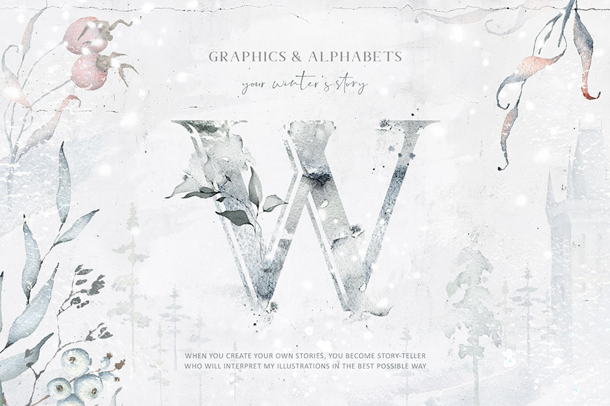 Winter Watercolors&Alphabets, a Decorative Illustration by Eva Katerina (Photo 2 of 23)