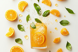 Refreshing Orange Juice Splashing Gl, a Food & Drink Photo by Pixeness Studio