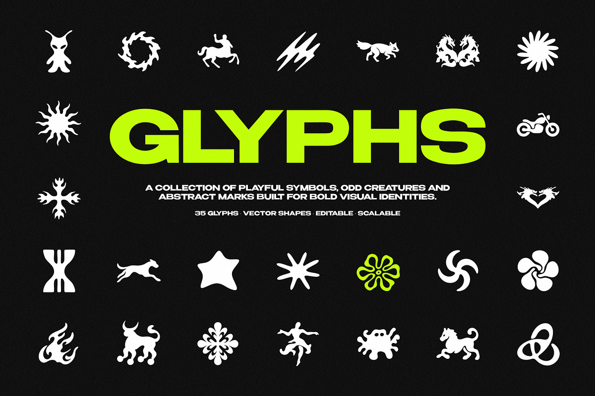 Urban Glyphs. 35 Creature Logo Marks, an Object Graphic by pixelbuddha.net (Photo 1 of 6)