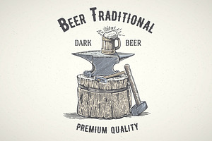 Blacksmith's anvil and beer mug, a Food Illustration by Countryside life
