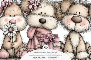 Whimsical easter dogs clipart, an Illustration by SinaCreation