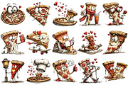 Quirky Valentine's Pizza Clipart, an Illustration by OK Design (Thumbnail 2 of 6)