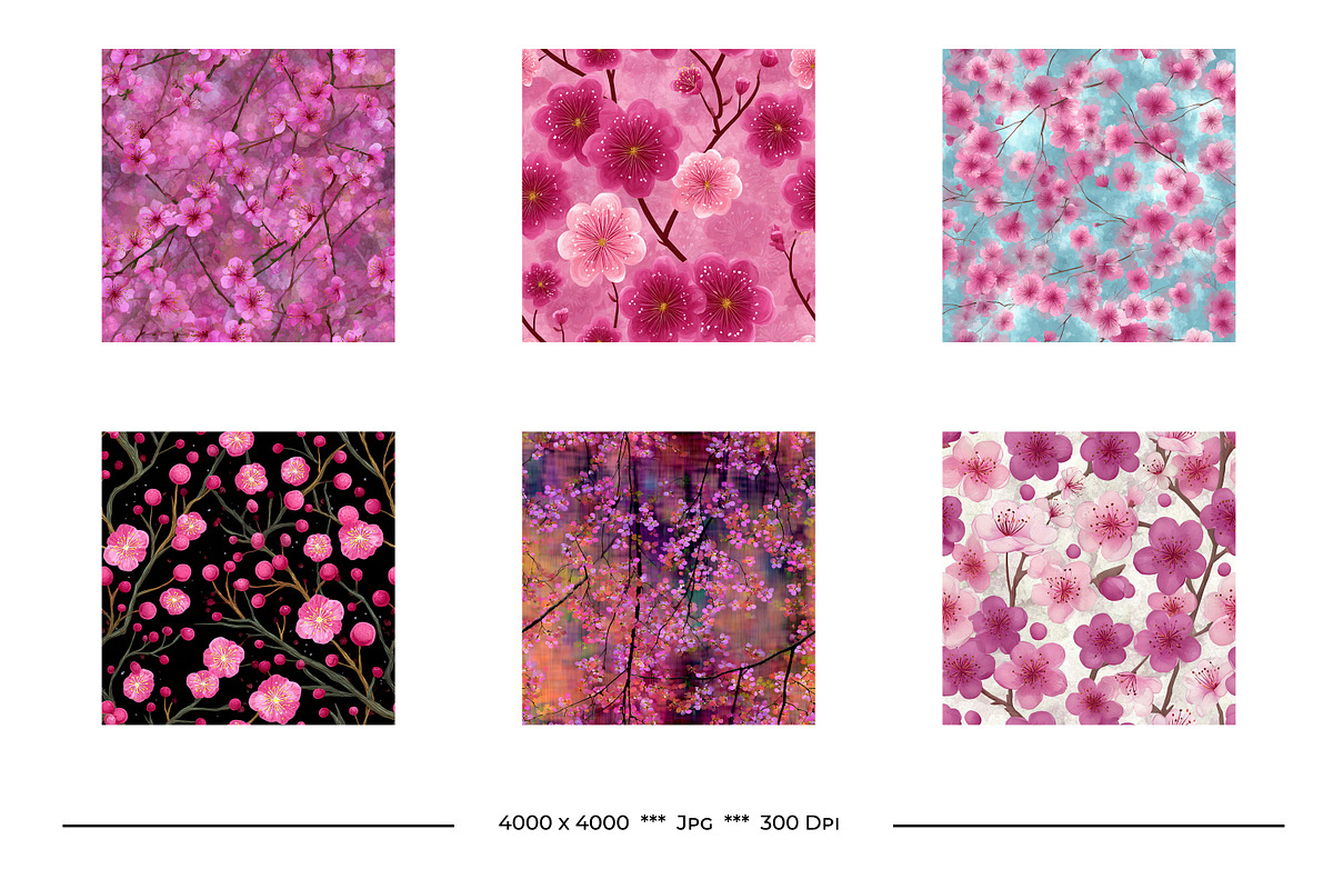 Cherry Blossom Retro Art Patterns, a Pattern Graphic by karenfoleyphoto (Photo 8 of 17)