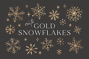 Christmas Gold Snowflake Clipart, a Seasonal Illustration by Lucie Sindelkova (Thumbnail 1 of 6)