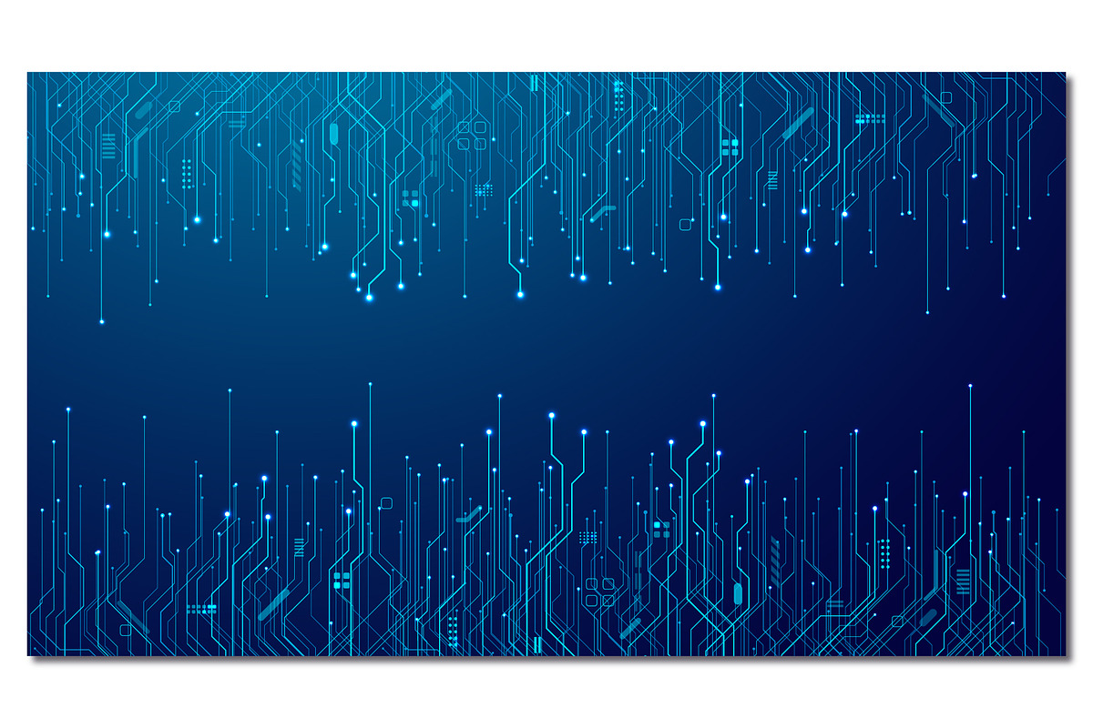 Circuit board wires. Technology blue, a Technology Illustration by ANTON KHRUPIN ART