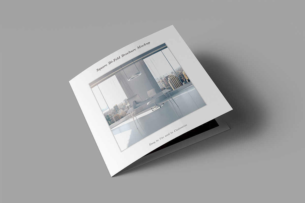 Square Bi-Fold Brochure Mockup, an Advertising Mockup by Illusiongraphic (Photo 3 of 22)