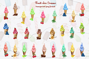 Ice Cream Watercolor Clipart