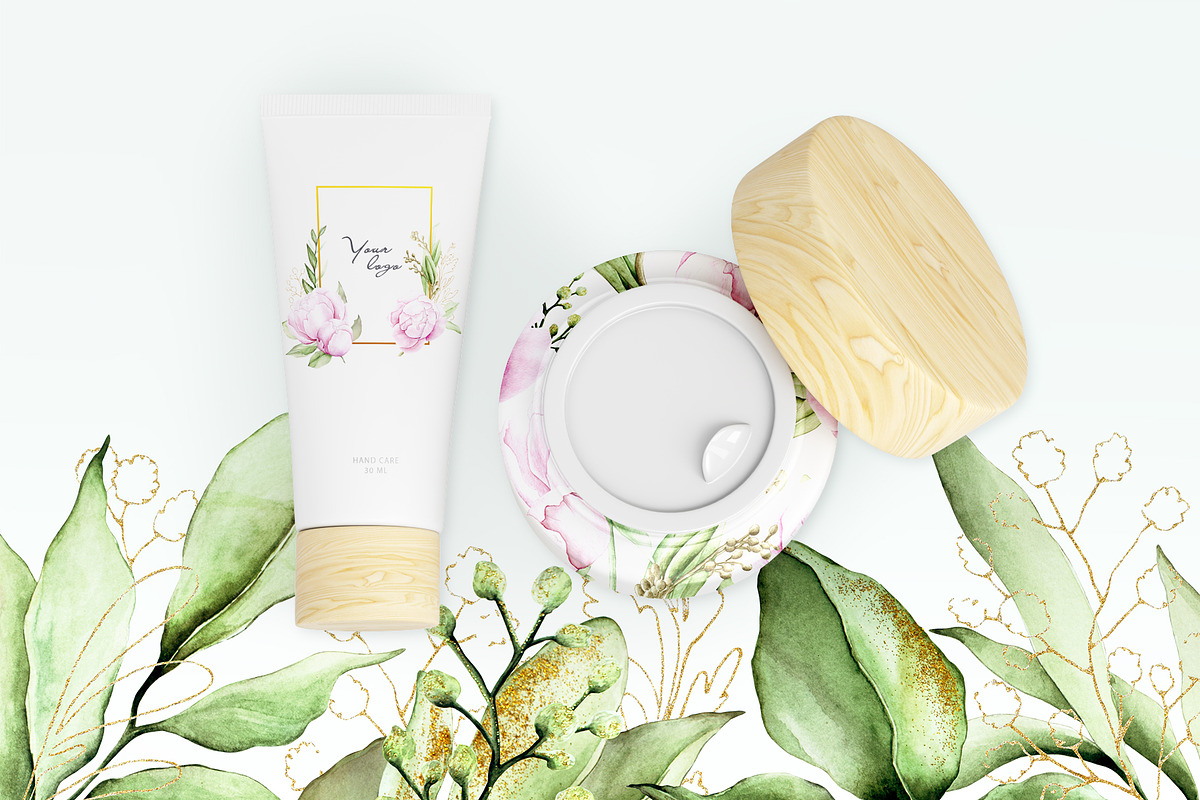 Peonies & Gold light watercolor set, an Object Graphic by Integrity_store (Photo 6 of 8)