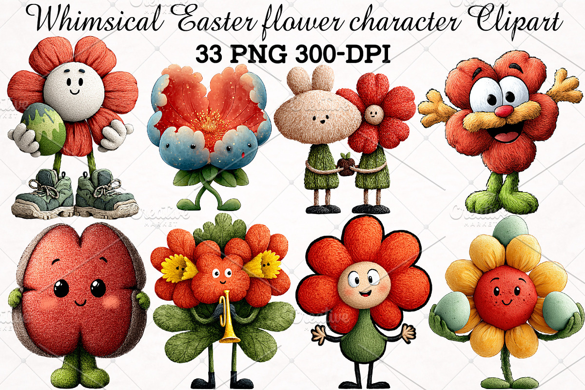 Whimsical Easter flower character, an Illustration by RobertsArt (Photo 1 of 5)