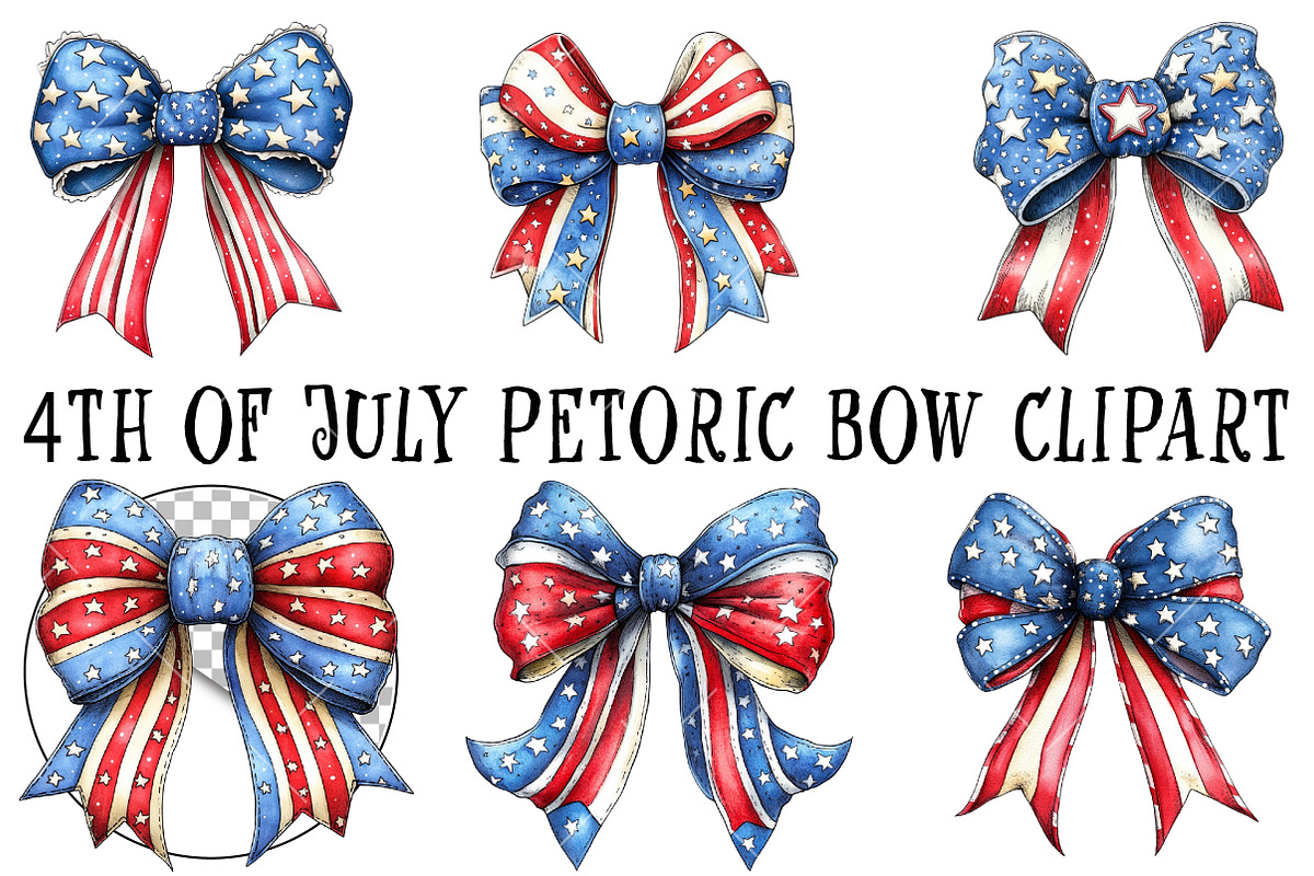 4th Of July Pterotic Bow Clipart, an Illustration by OK Design (Photo 2 of 6)