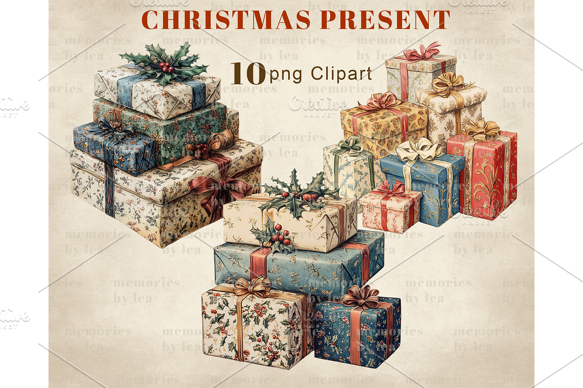 Christmas Present Clipart PNG, an Illustration by Memories By Lea (Photo 8 of 9)