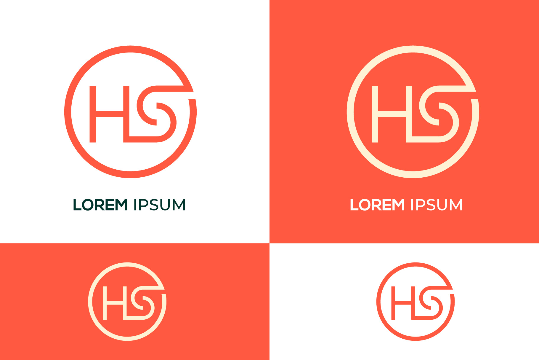 Monogram icon logo OHS and HS, a Branding & Logo Template by idesign_4u