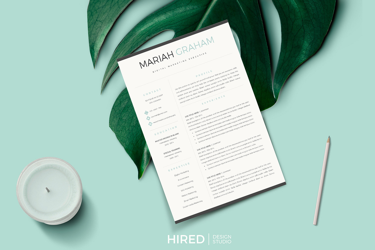 Modern Resume design + Cover Letter, a Resume Template by HIRED Design Studio (Photo 10 of 10)