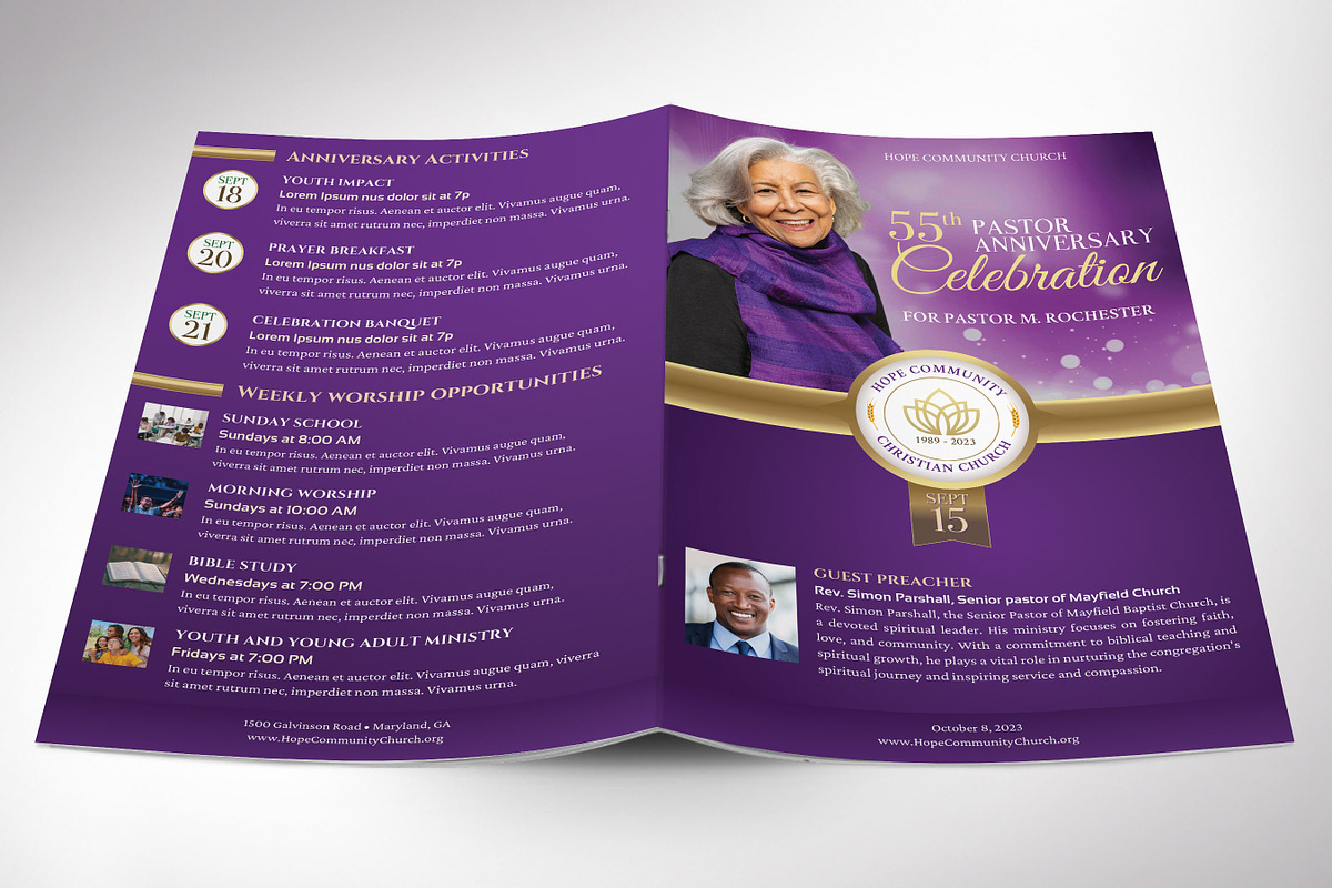 Pastor Appreciation Program Canva, a Brochure Template by Godserv Designs (Photo 1 of 11)