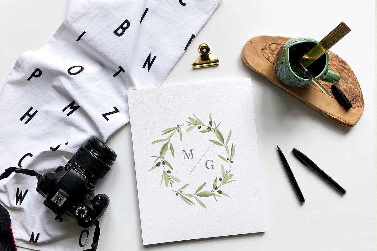 OLIVE BOTANICALS Watercolor & Line, a Work Illustration by Momo Studio (Photo 13 of 15)