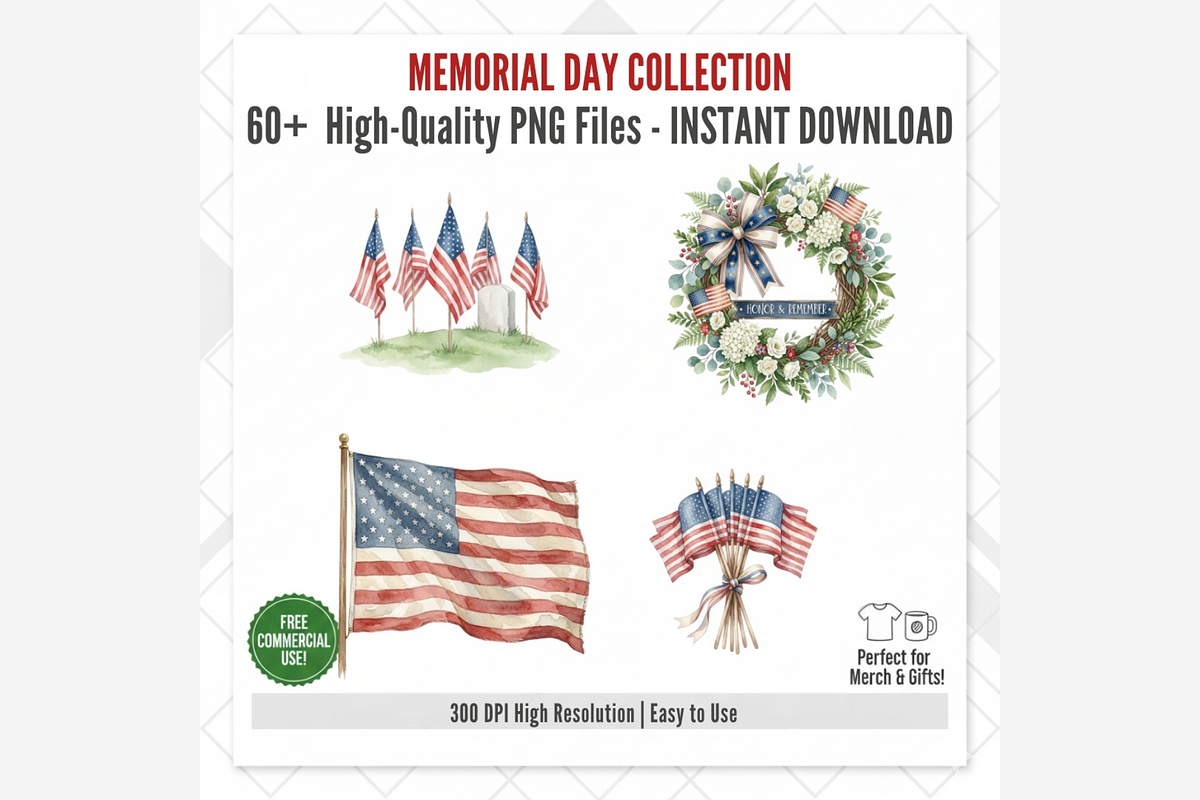 Watercolor Memorial Day Clipart, a Person Illustration by Tanya Kart (Photo 9 of 11)