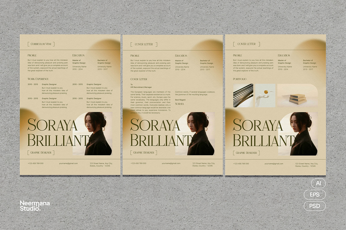 Elegant CV Resume Set, a Resume Template by Neermana (Photo 1 of 5)