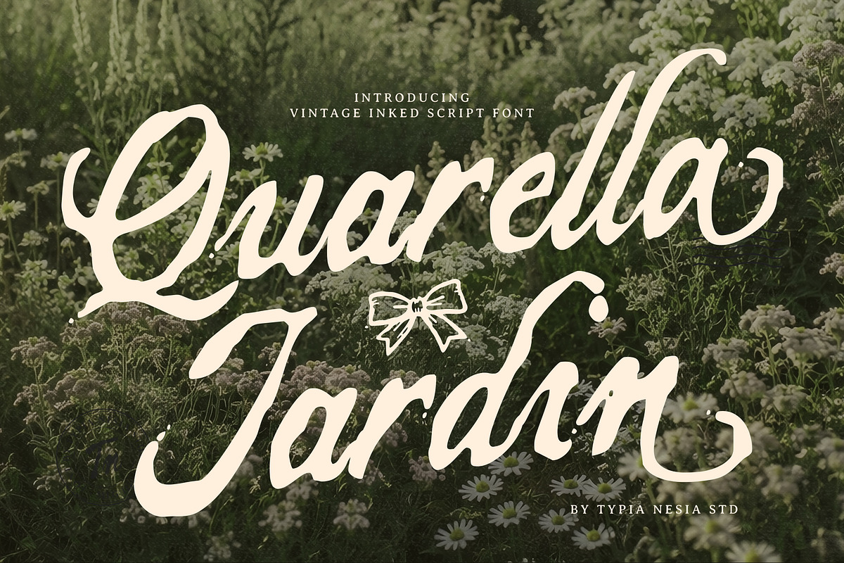 Quarella Jardin - Vintage Script, a Script Font by Typia Nesia (Photo 1 of 12)
