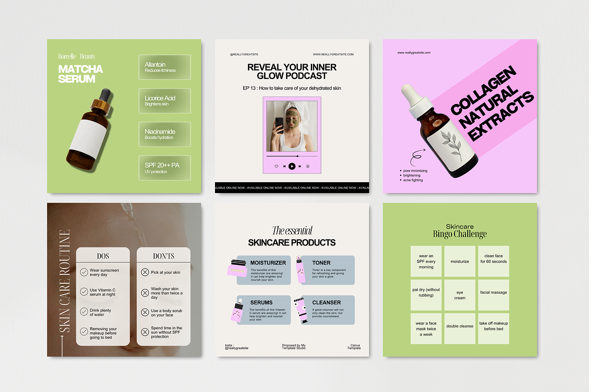 Beauty Skincare Instagram Bundles, a Social Media Template by My Template Studio (Photo 14 of 18)