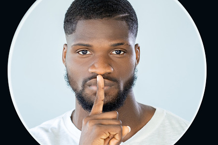 shush gesture keep quiet avatar man shh portrait, a Person Photo by Photo Drive Studio