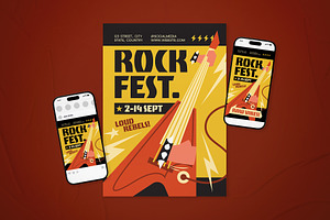 Rock Festival Event Flyer Set, a Flyer Template by The Good Store