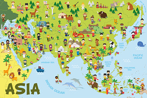 Cartoon Map of Asia