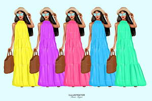 Summer Fashion Girl Clipart