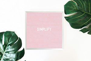 Pink Simplify LetterBoard & Monstera