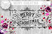 Vintage Merry Christmas Stencil, an Illustration by SparkalDesigns (Thumbnail 1 of 2)