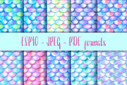 Mermaid Fish Skin Seamless Patterns, a Pattern Graphic by RabbitAndPencil (Thumbnail 2 of 5)