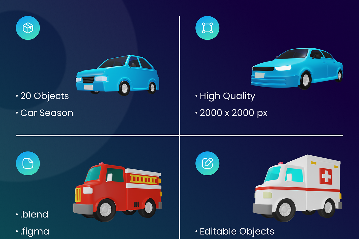 Car 3D Illustration, a Cars & Vehicle 3D Model by Vektora Studio (Photo 2 of 6)