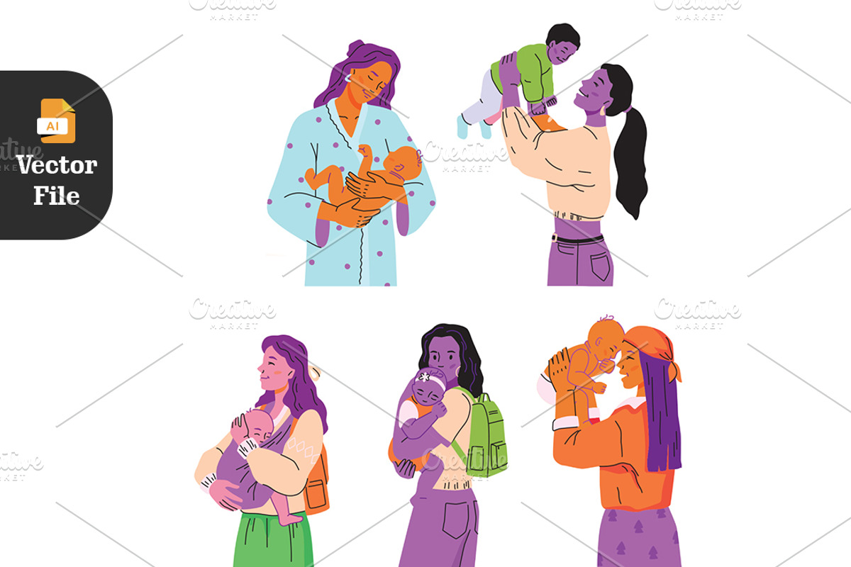 Mother’s Day Vector 10 Illustration, a Person Illustration by Peacock_design (Photo 3 of 3)
