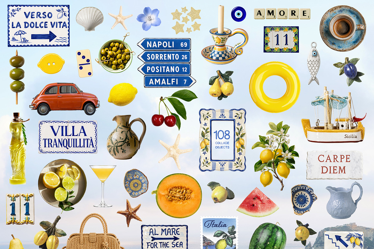 Italian Summer Collage Pack, an Object Graphic by lerinartstudio (Photo 4 of 10)