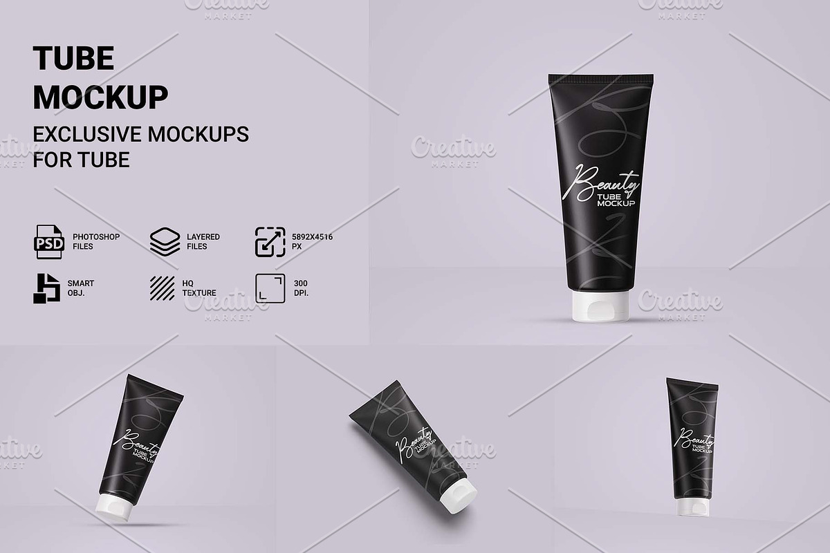 Minimal Cosmetic Tube PSD Mockup, a Packaging Mockup by AKASH-DESIGNS (Photo 1 of 5)